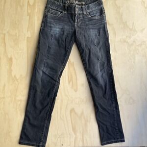 Guess Jeans Womens 27 Charcoal Gray Wash Skinny Slim Distressed Stretch Denim